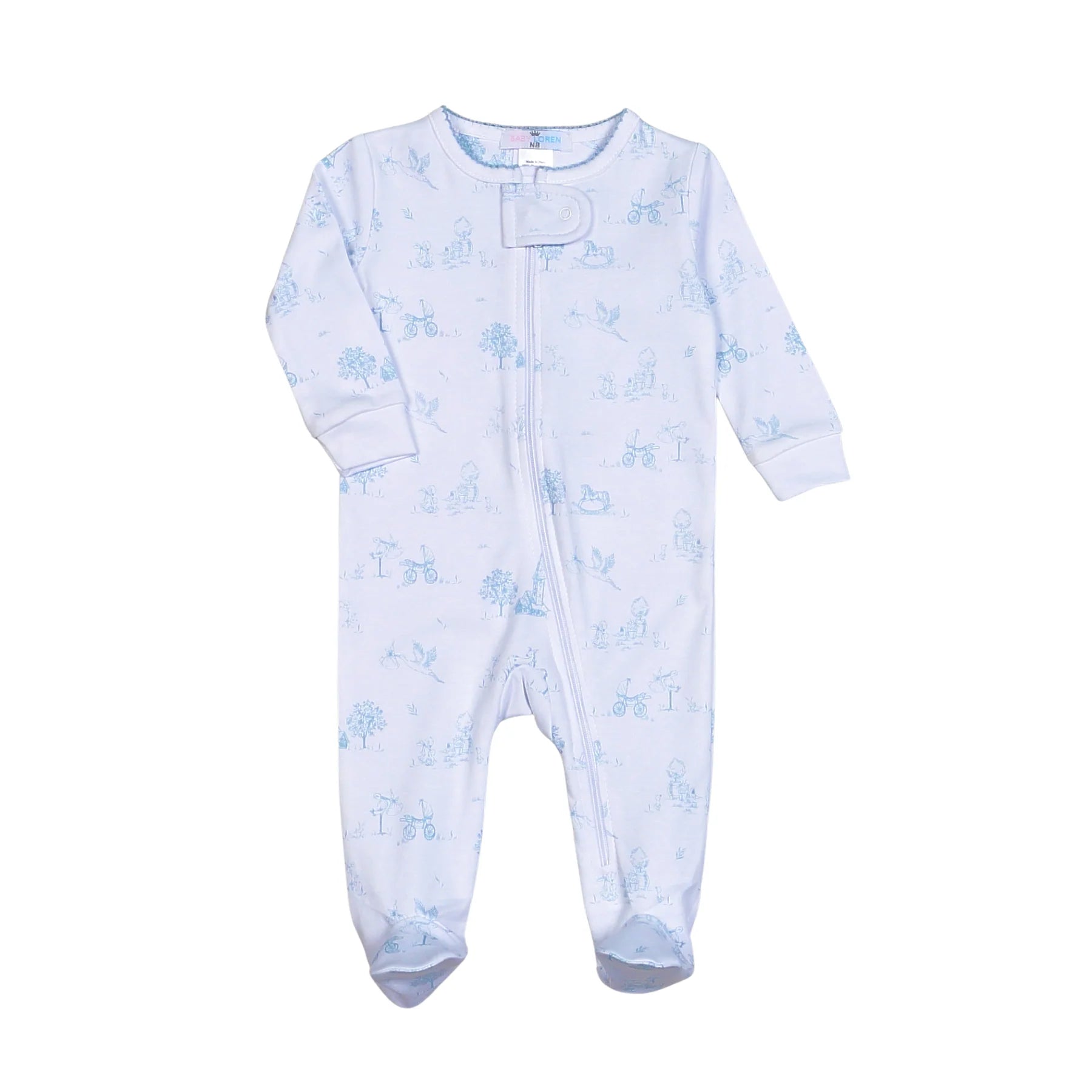 Blue Toile Footie