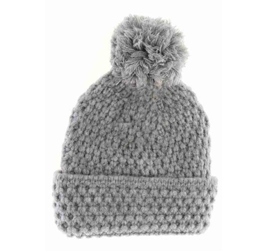 Kids Grey Bee Knit beanie