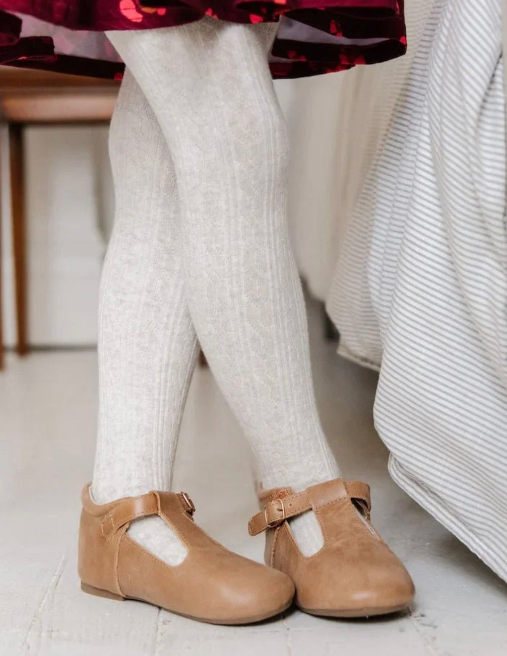 Heathered Ivory Cable Knit Tights