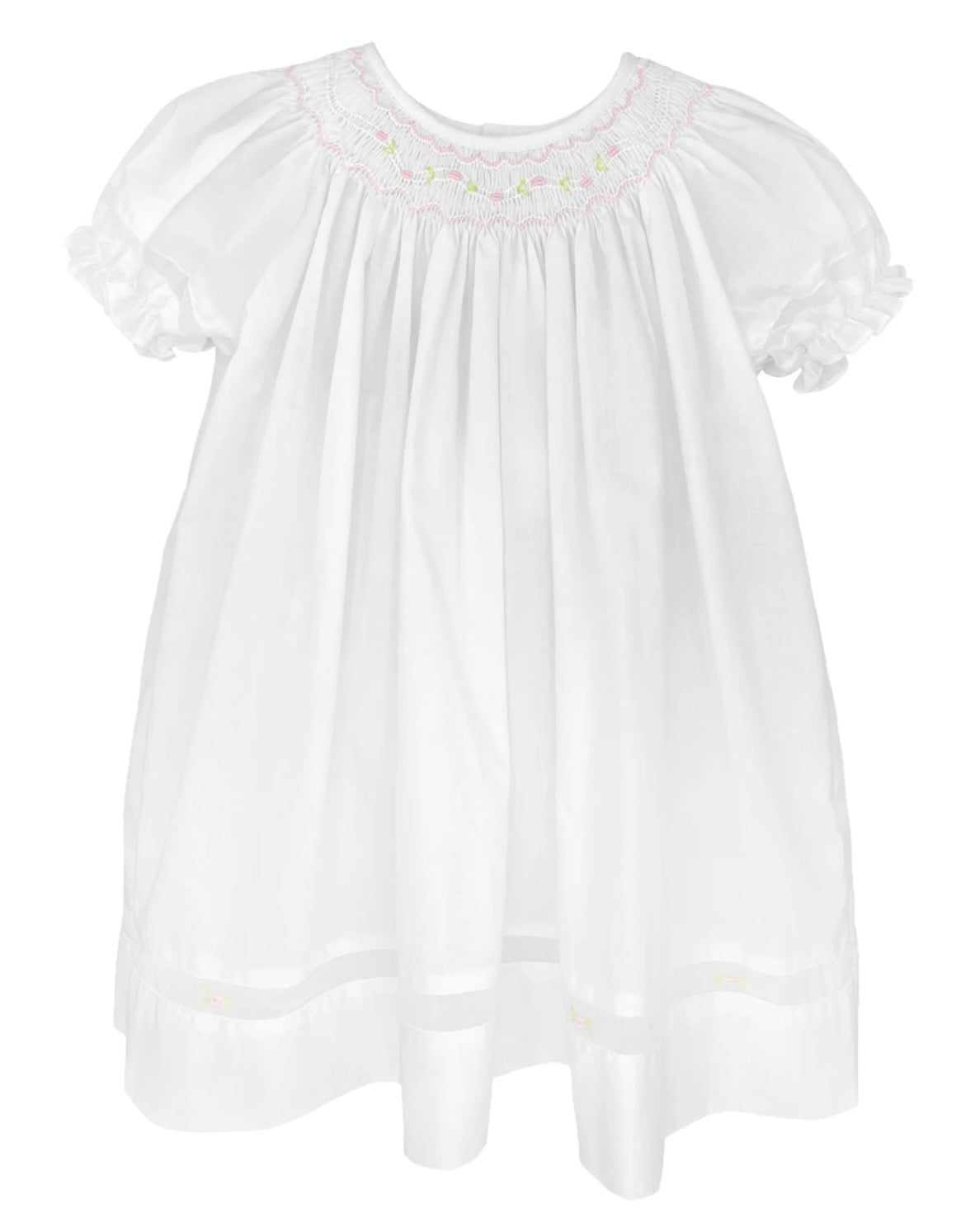 Smocked Daygown with Voile Insert with Hat