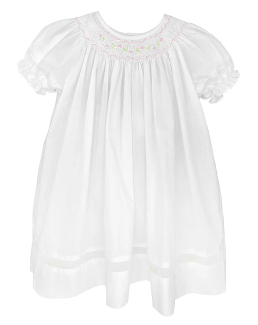 Smocked Daygown with Voile Insert with Hat