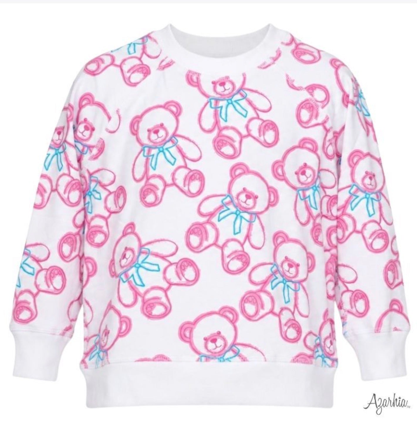 Spray Painted Bears White Oversized Sweatshirt