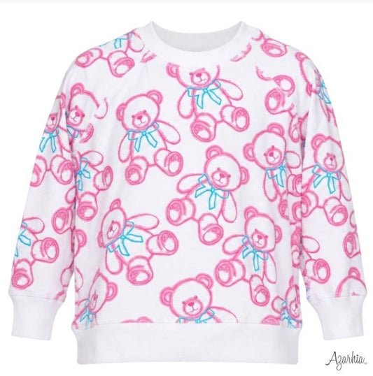 Spray Painted Bears White Oversized Sweatshirt