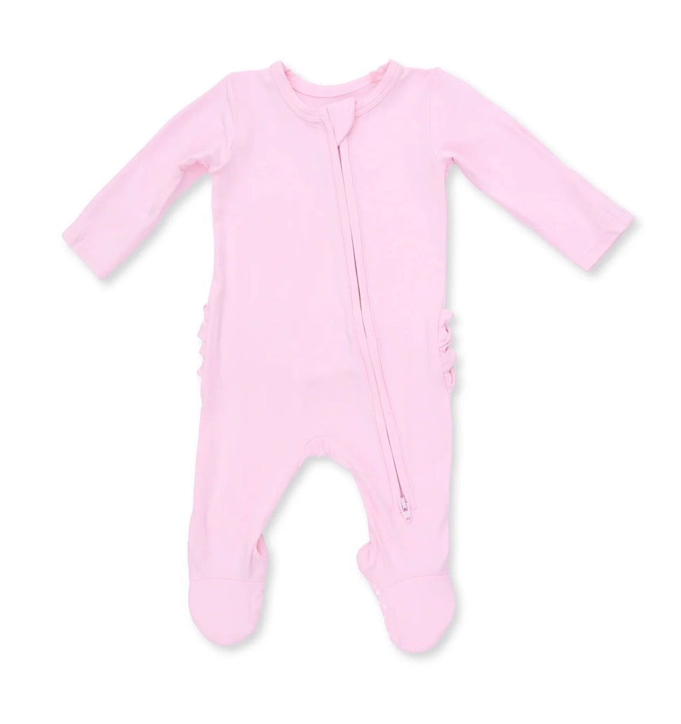 Solid Pink A boo 2 way zipper Footie