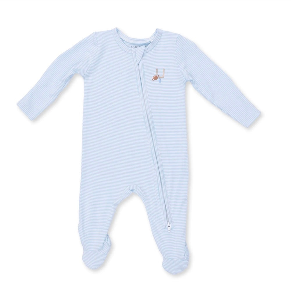 Striped Football 2 way Zipper Footie