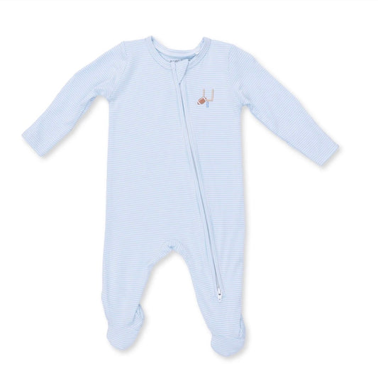 Striped Football 2 way Zipper Footie
