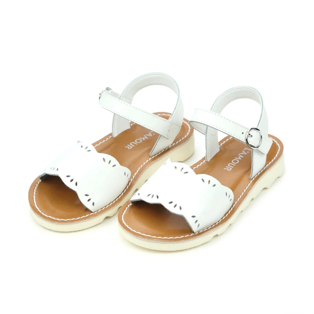 Ella Scalloped Sandal White 538