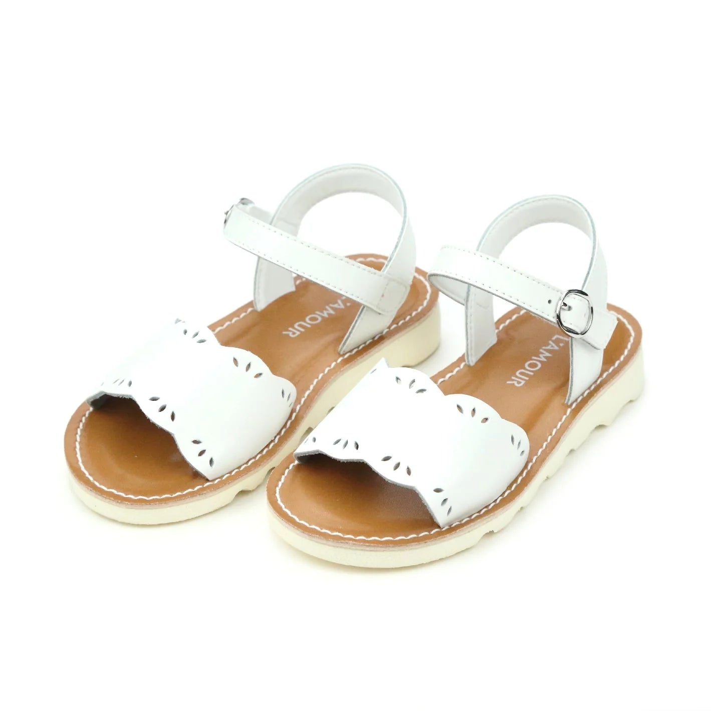 Ella Scalloped Sandal White 538