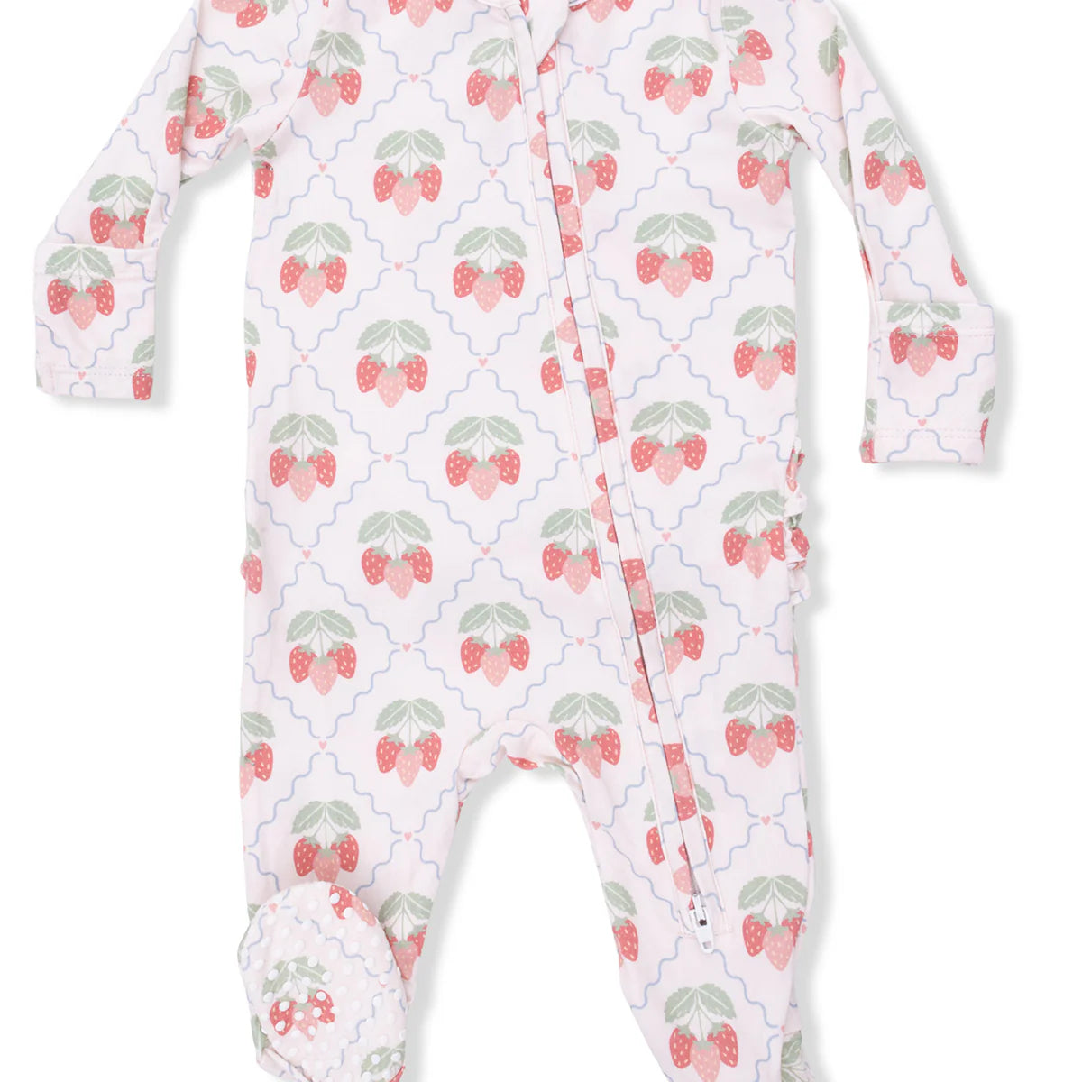 2 Way Ruffle Back Zipper Footie Cherry
