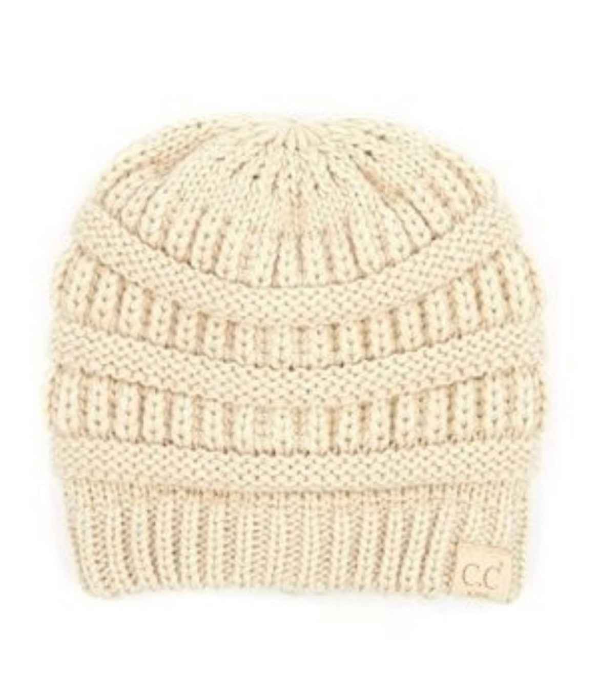 Kids Beige Fuzzy Lined Beanie