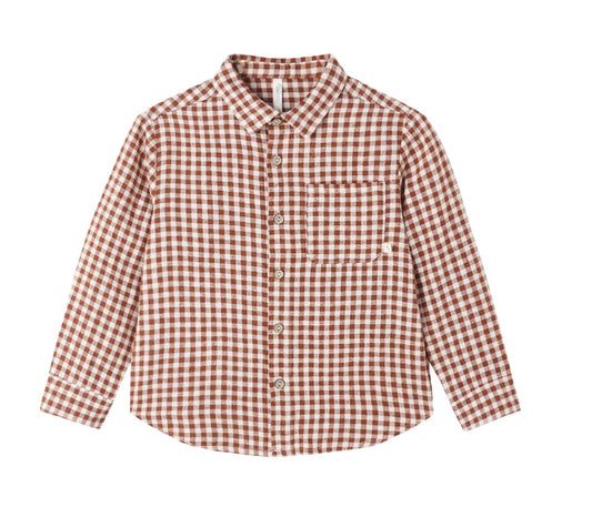 Collared Long Sleeve Shirt Brick Check
