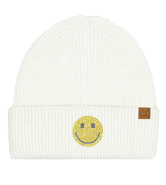 Kids Bling Smiley Beanie