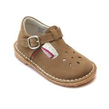 Khaki Joy Classic Leather T-Strap Mary Jane