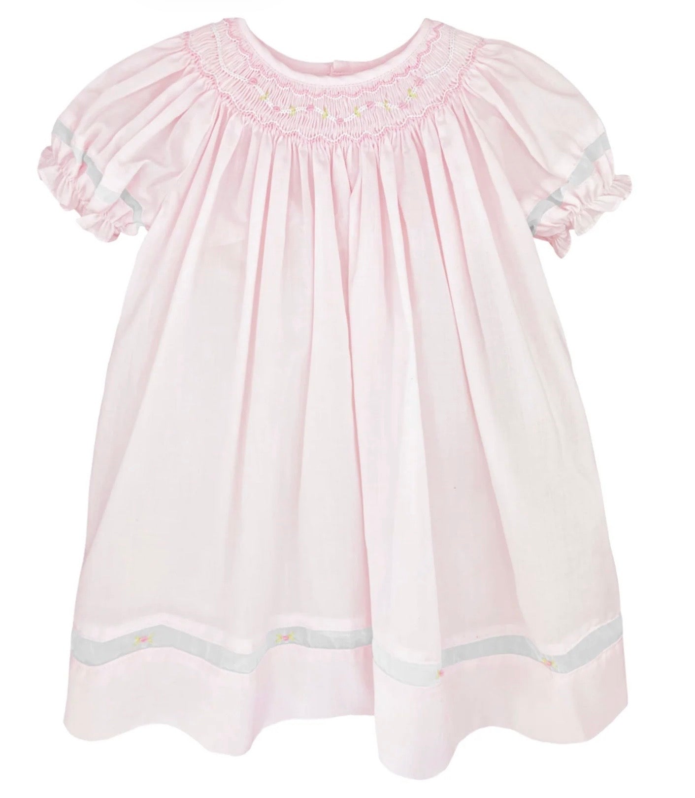 Pink Smocked Daygown with Voile Insert