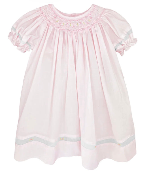 Pink Smocked Daygown with Voile Insert