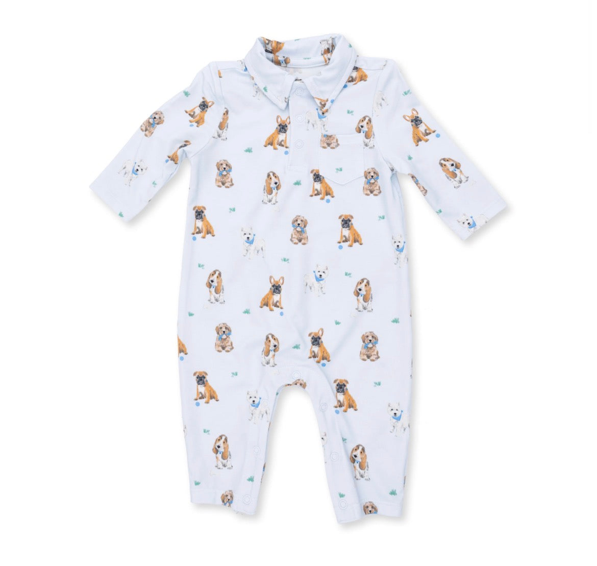 Bestie Dogs Blue Polo Romper
