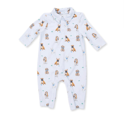 Bestie Dogs Blue Polo Romper