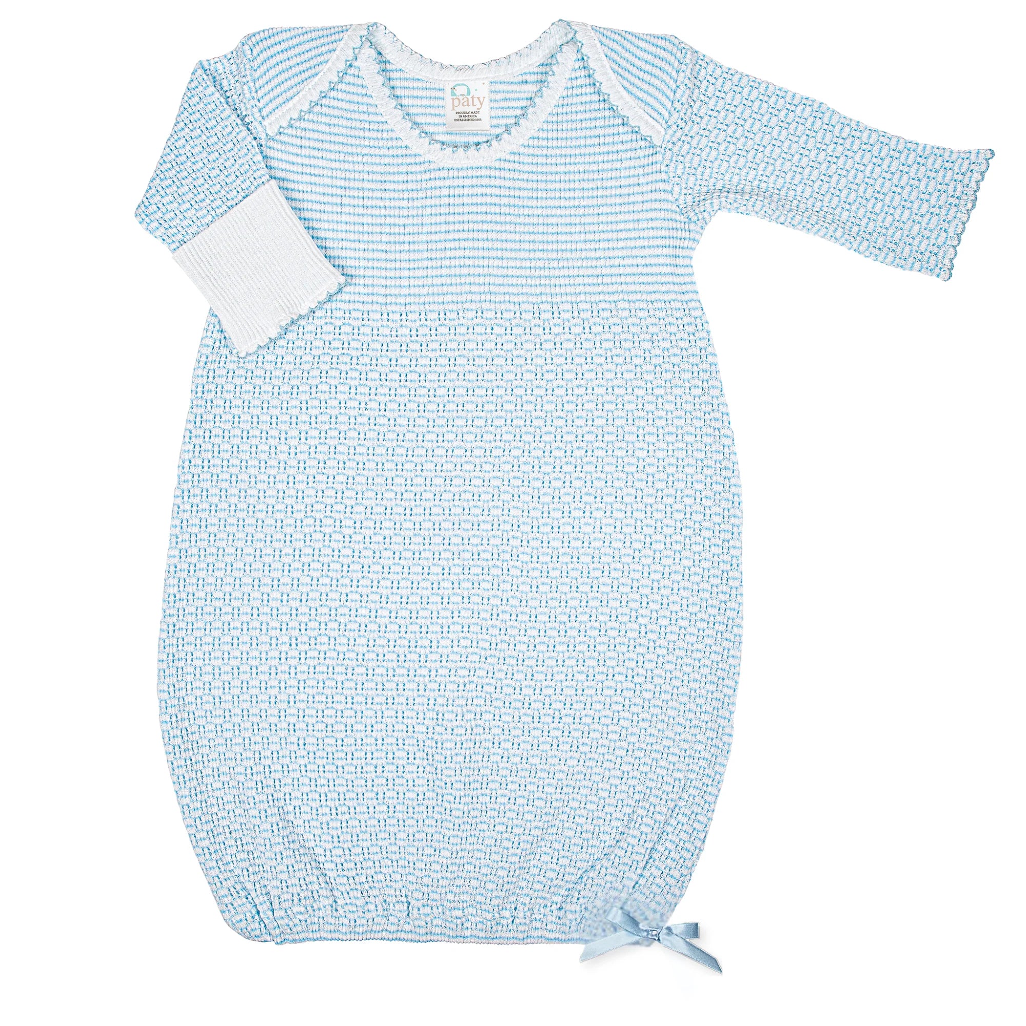 Blue Paty Solid Color Knit Gown