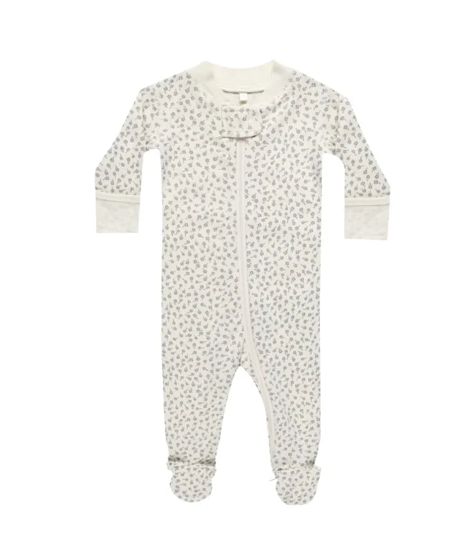 Floral Footie In Gray