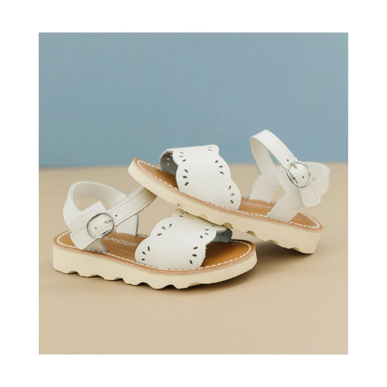 White Ella Scalloped Sandal