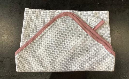 Gray Knit Swaddle Blanket with Mauve Trim