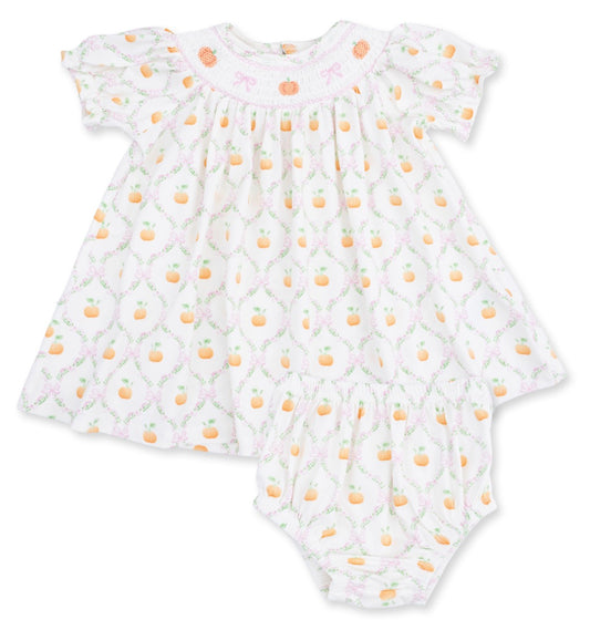 Pumpkin Trellis Jane Puff Sleeve Bishop Dress and Bloomer