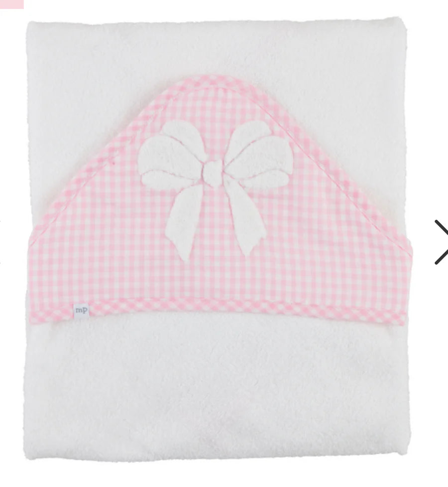 Pink Gingham with Bow Hooded Towel