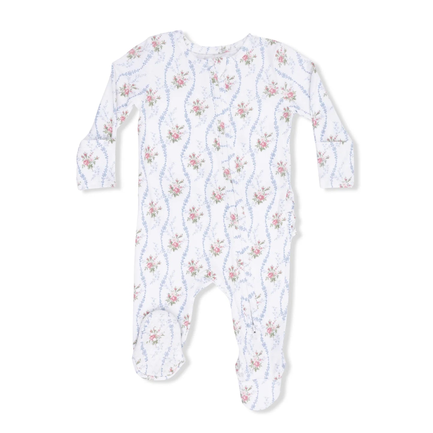Heirloom Rose Stripe Ruffle Footie