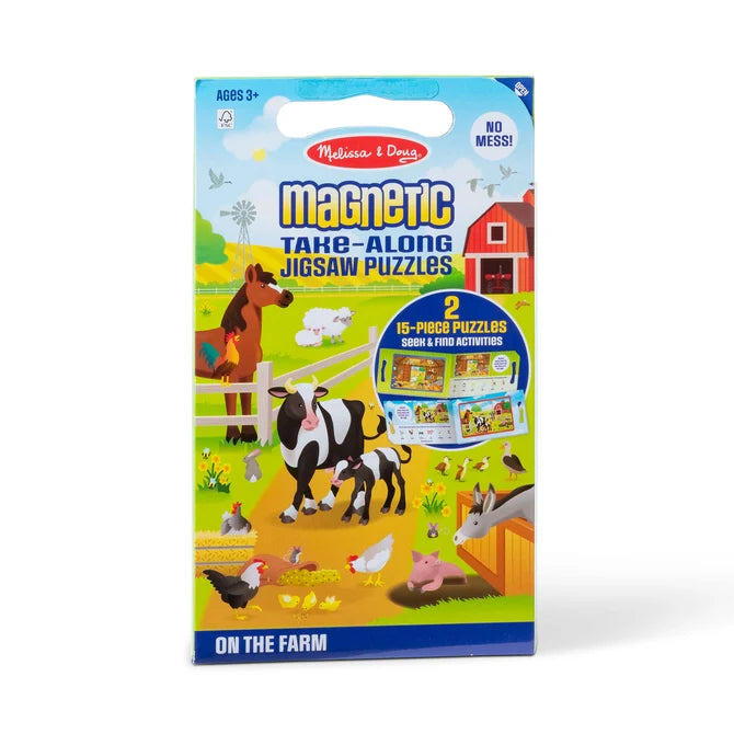 Magnetic take-along jigsaw puzzle