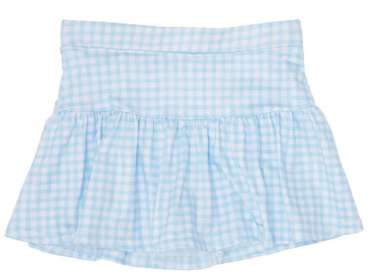 Blue Gingham Gathered Skort