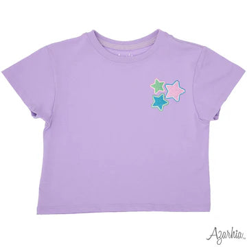 Lavender Glitter Stars Boxy Tee