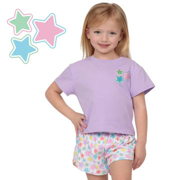 Lavender Glitter Stars Boxy Tee