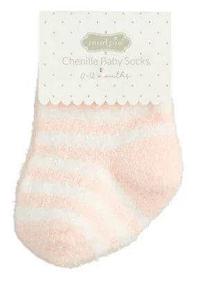 Pink Stripe Chenille Socks