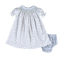 Blue Mia Floral Smock Bishop Dress