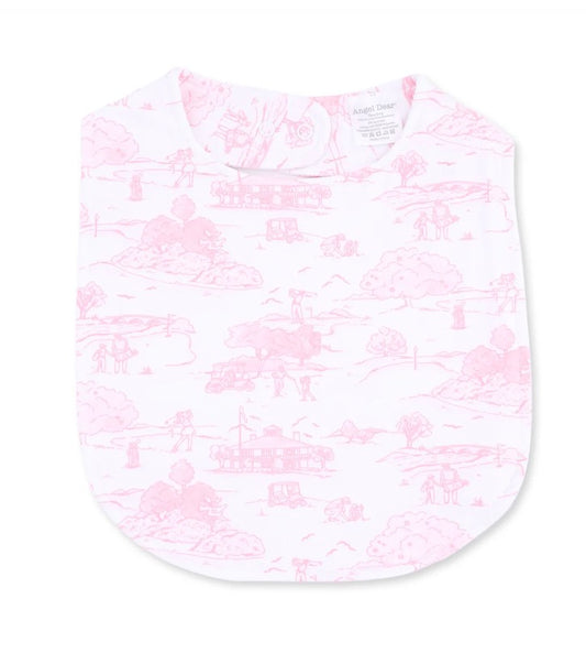 Golf Pink Toile Feeding Bib