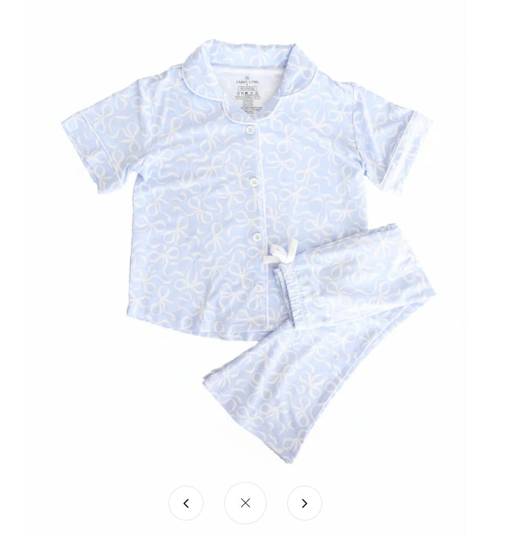 Blue-tiful Bows Two Piece Flare Pant Lounge Set