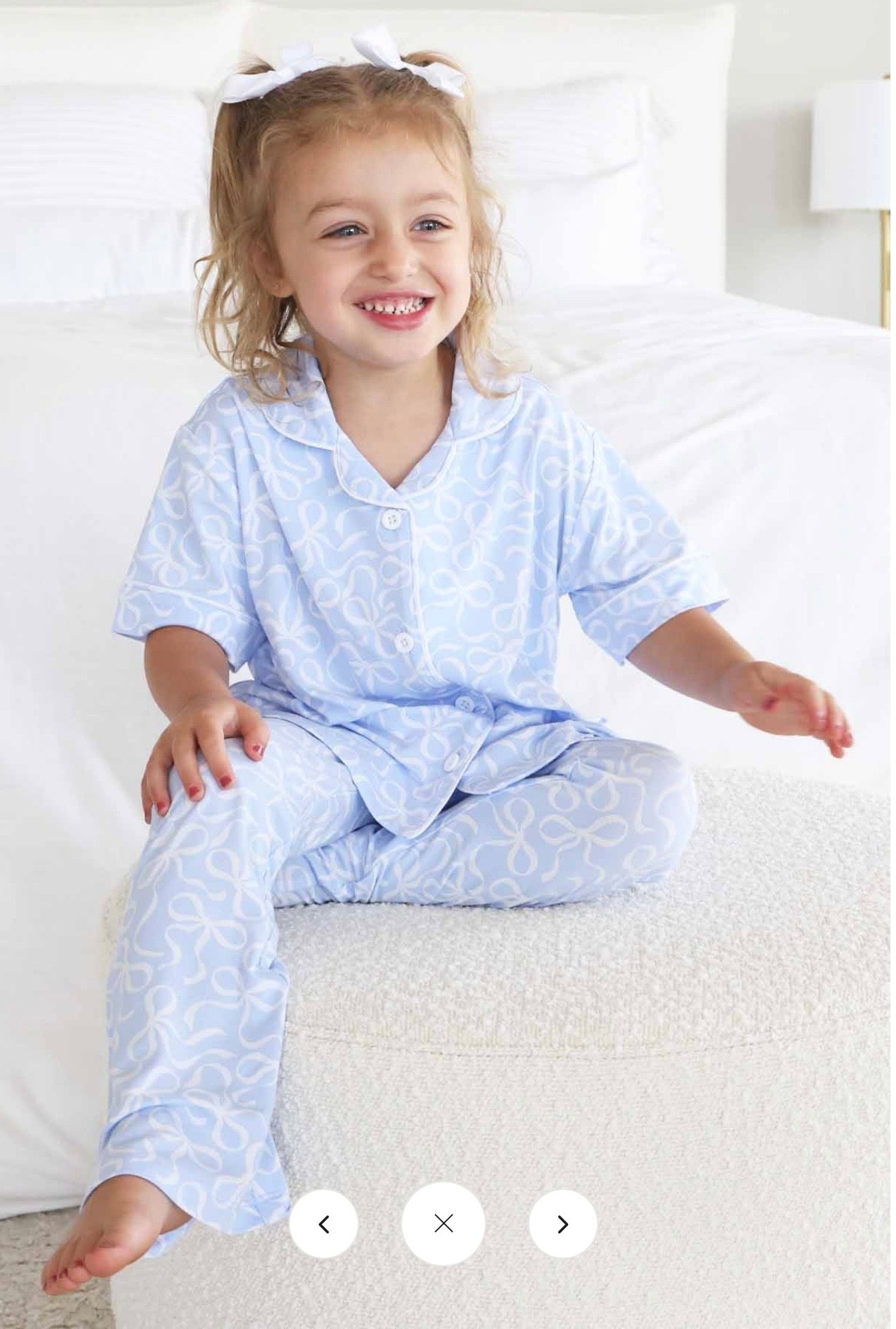 Blue-tiful Bows Two Piece Flare Pant Lounge Set