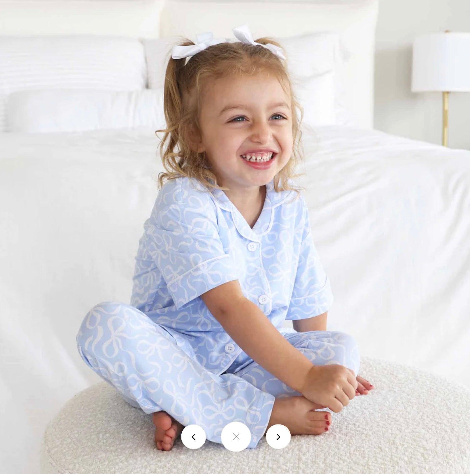 Blue-tiful Bows Two Piece Flare Pant Lounge Set