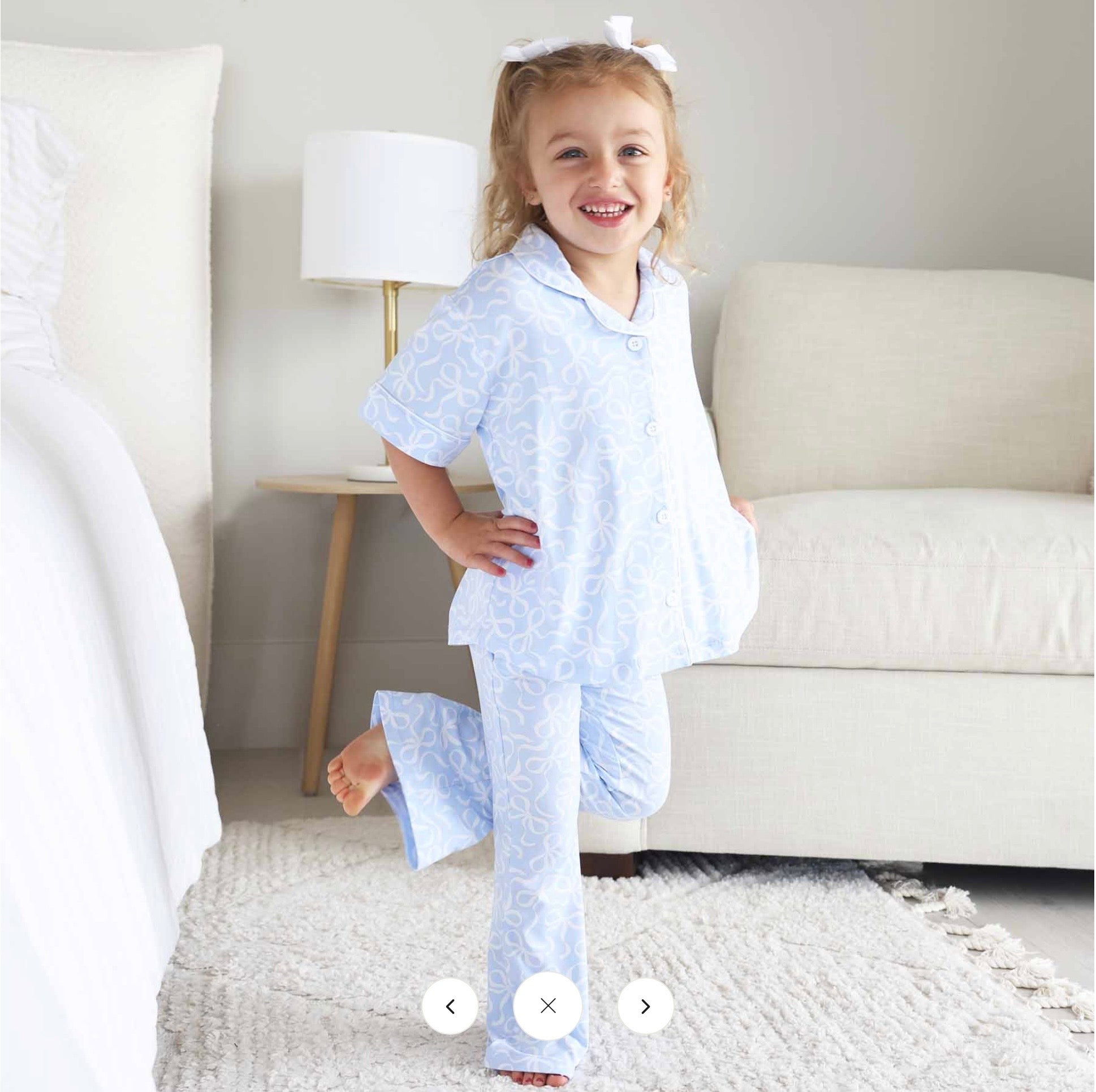 Blue-tiful Bows Two Piece Flare Pant Lounge Set