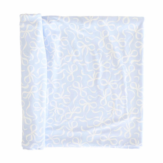 Blue-tiful Bows Oversized Swaddle Blanket
