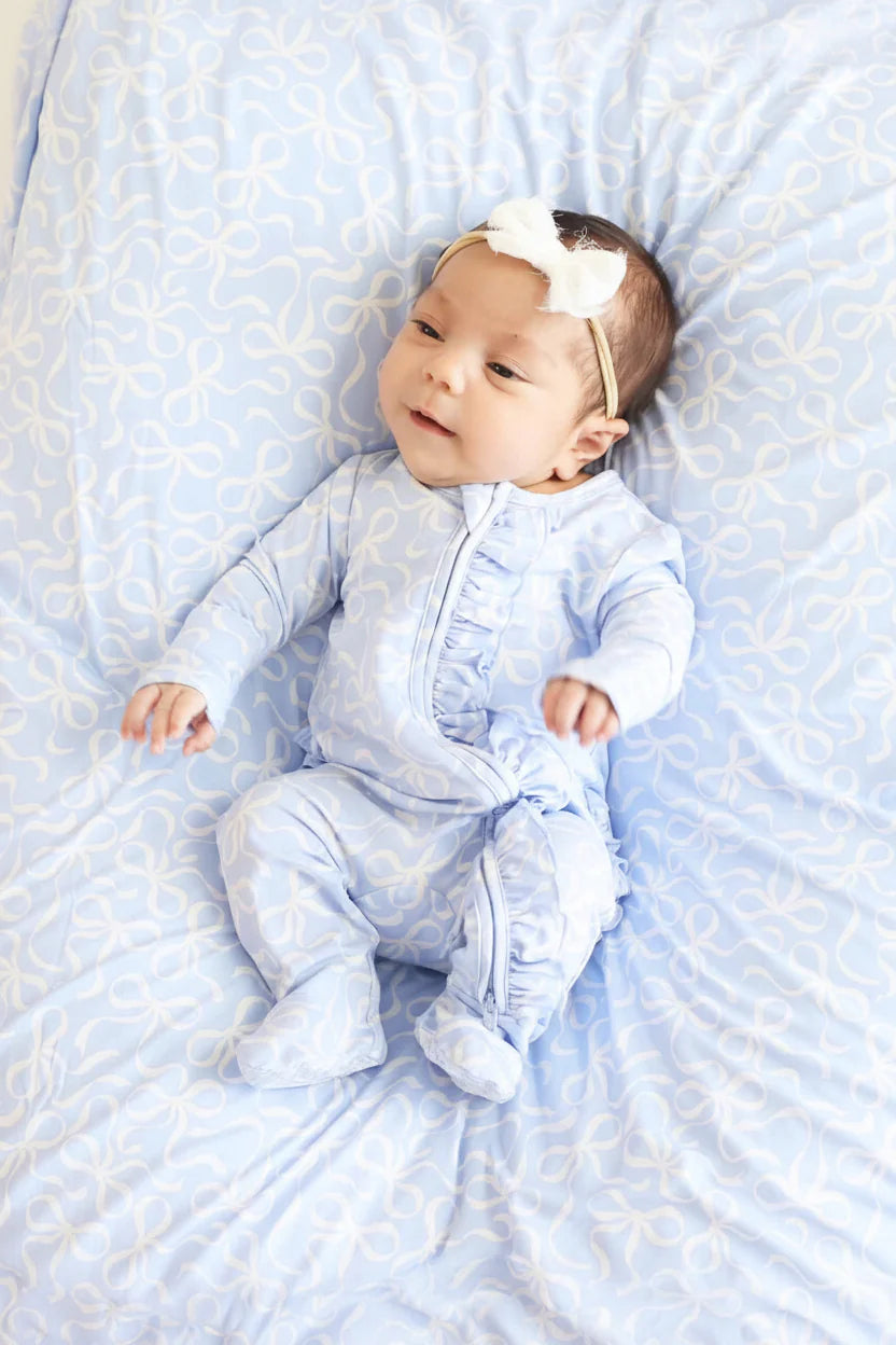 Blue-tiful Bows Oversized Swaddle Blanket
