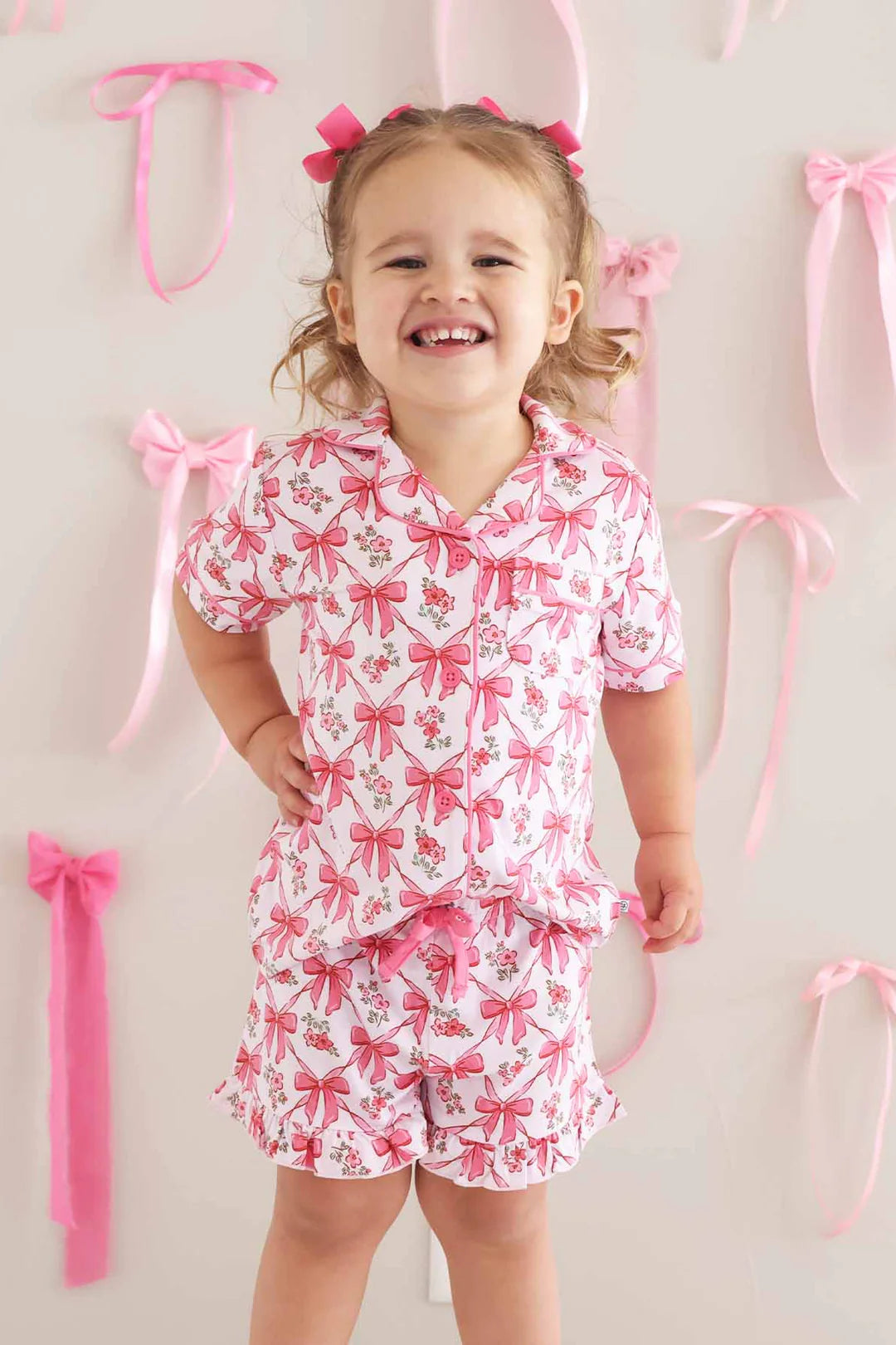 Bow Besties Two Piece Short Lounge Set