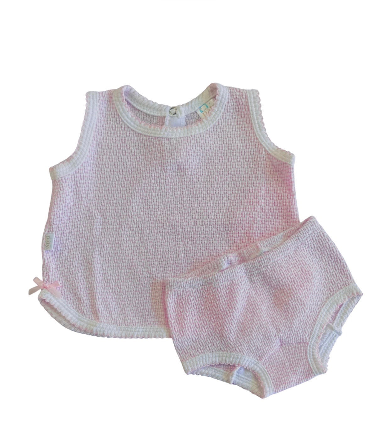 Pink with Pink Trim Paty Knit Solid Color Diaper Set