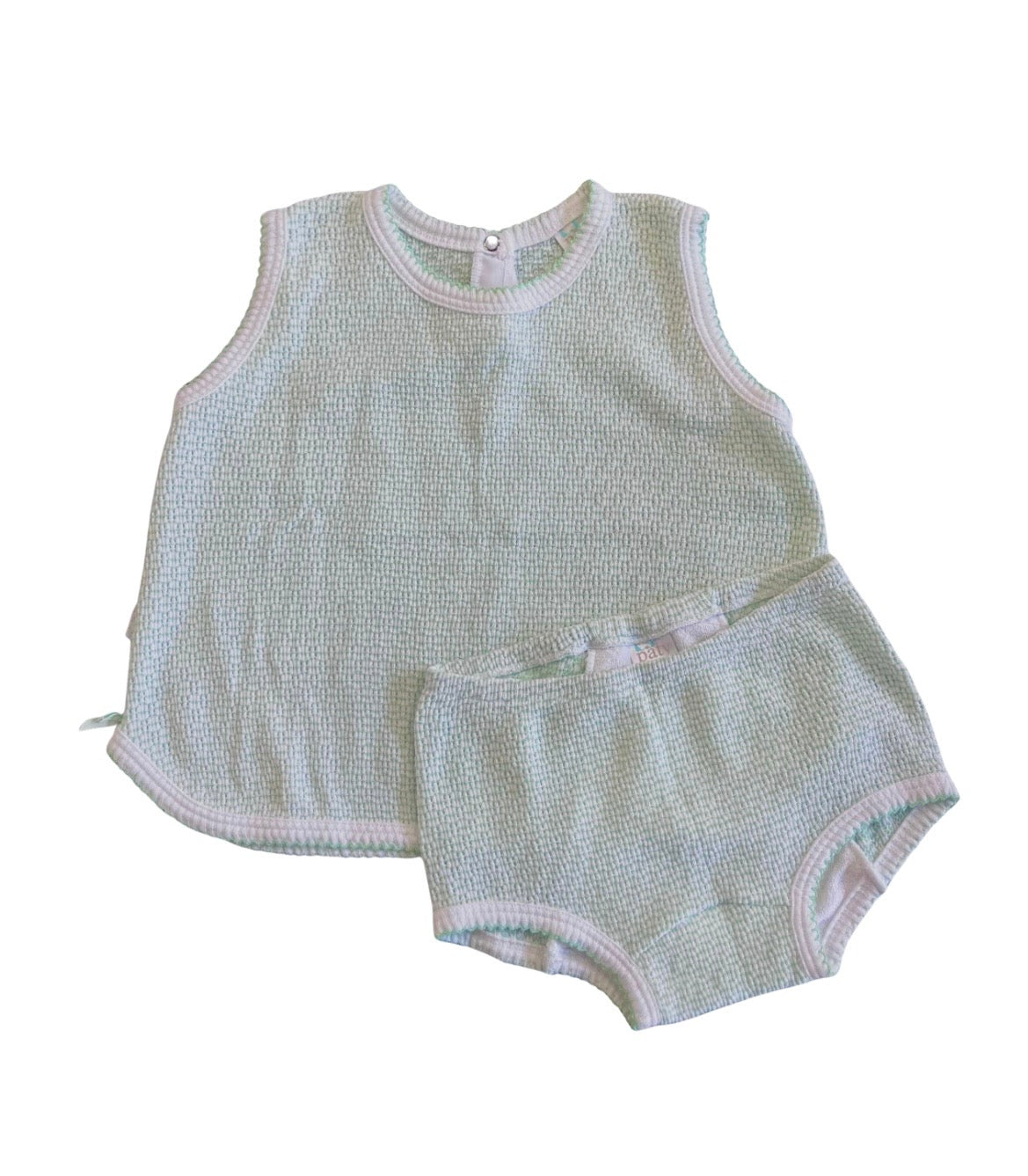Mint with Mint Trim Paty Knit Solid Color Diaper Set