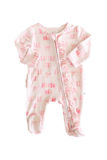 LITTLE SIS RUFFLE ZIPPER FOOTIE