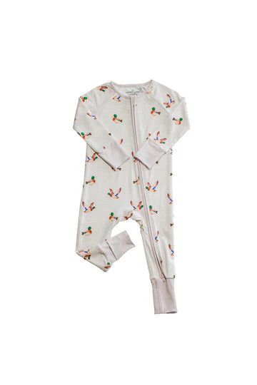 LITTLE MALLARD CONVERTIBLE BAMBOO ZIP ROMPER