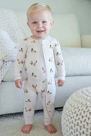LITTLE MALLARD CONVERTIBLE BAMBOO ZIP ROMPER