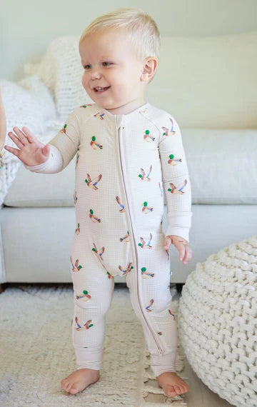 LITTLE MALLARD CONVERTIBLE BAMBOO ZIP ROMPER