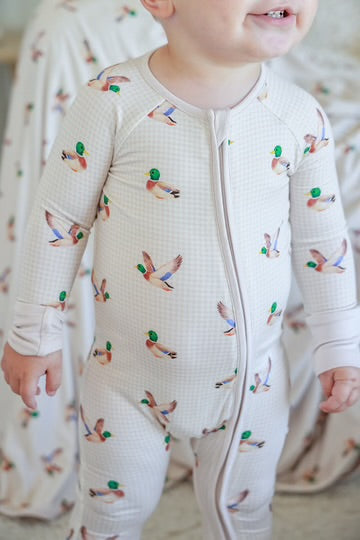 LITTLE MALLARD CONVERTIBLE BAMBOO ZIP ROMPER