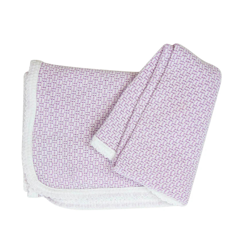 Lavender with Lavender Trim Paty Knit Solid Color Swaddle Blanket